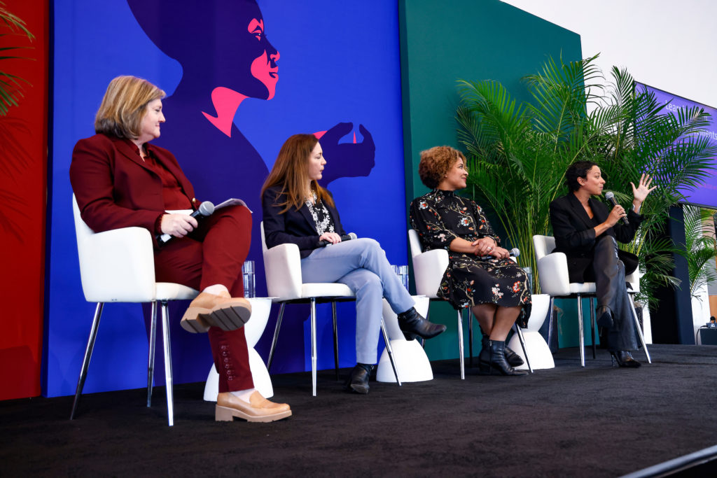 Image from Building Hope Mental Health Strategy Summit, hosted by Inseparable on November 16, 2022. 4 women panelists on stage.
