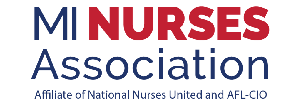 MI Nurses Association. Affiliate of National Nurses United and AFL-CIO logo